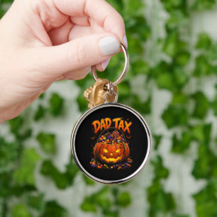 Funny Dad Tax Halloween Pumpkin Key Ring