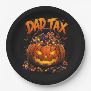 Funny Dad Tax Halloween Pumpkin Paper Plate