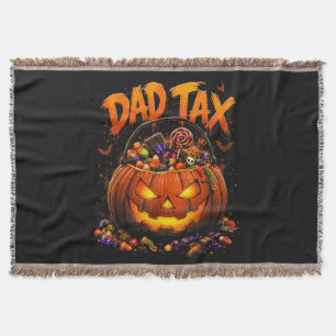 Funny Dad Tax Halloween Pumpkin Throw Blanket
