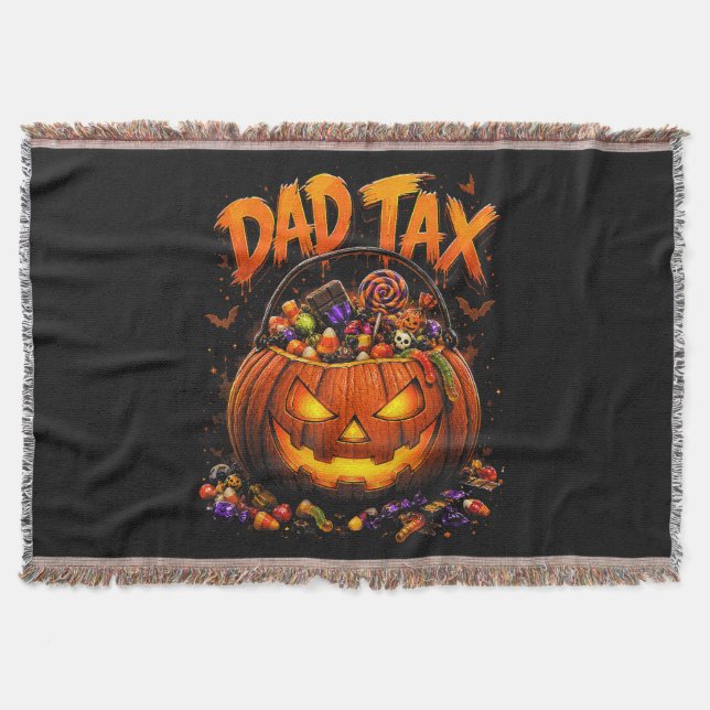 Funny Dad Tax Halloween Pumpkin Throw Blanket (Front)