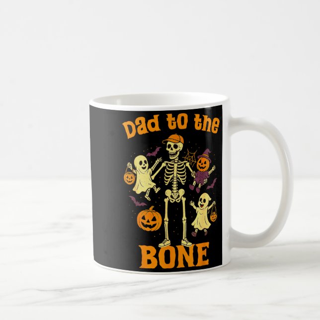 Funny Dad To The Bone Skeleton With Kids Halloween Coffee Mug (Right)