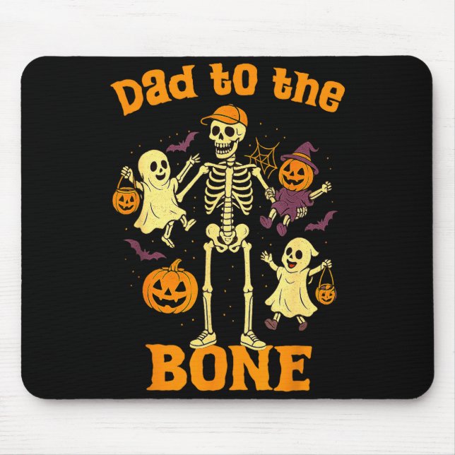 Funny Dad To The Bone Skeleton With Kids Halloween Mouse Mat (Front)