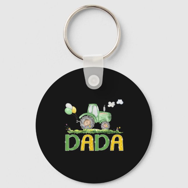 Funny Dada Birthday Boy Tractor Farm Truck Matchin Key Ring (Front)