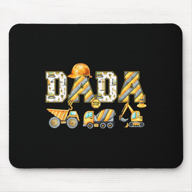 Funny Dada Construction Excavator Kids Matching Fa Mouse Mat (Front)