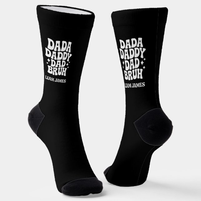 Funny Dada Daddy Dad Bruh Fathers day gift for dad Socks (Angled)