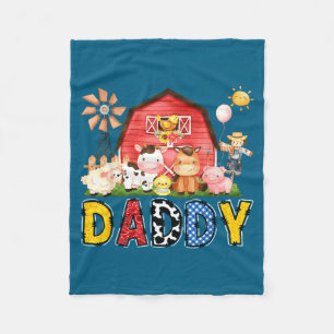 Funny Daddy Farm Cow Birthday Matching Fleece Blanket