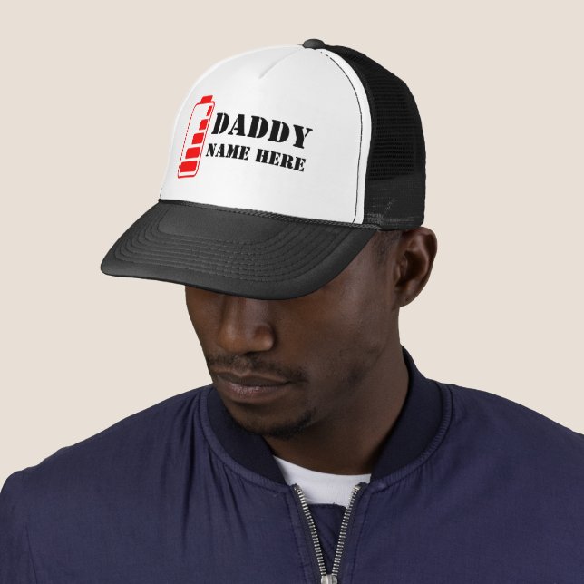 FUNNY DADDY RED BATTERY DAD GIFT TRUCKER HAT (In Situ)