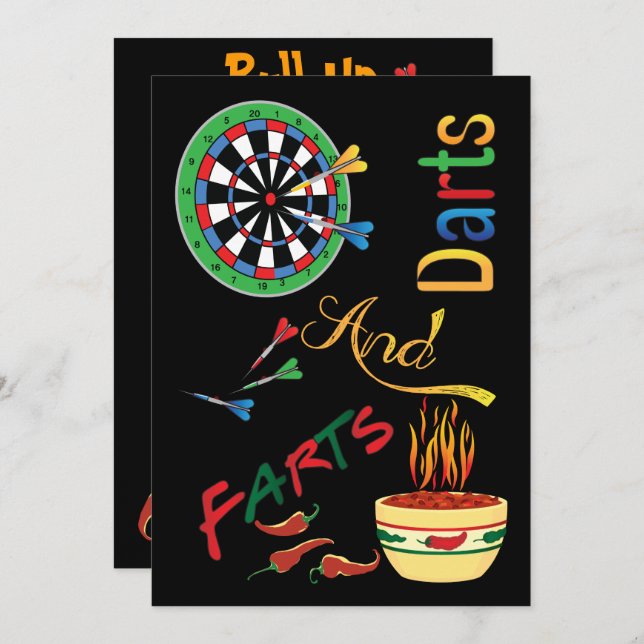 Funny Daddy to Be Shower - Darts and Farts Invitation (Front/Back)