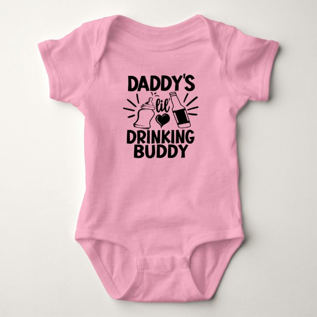 funny Daddy's drinking buddy unisex  Baby Bodysuit (Front)