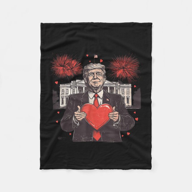 Funny Daddy's Home Trump Heart White House Valenti Fleece Blanket (Front)