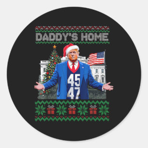 Funny Daddy's Home Trump Ugly Christmas Sweater Xm Classic Round Sticker