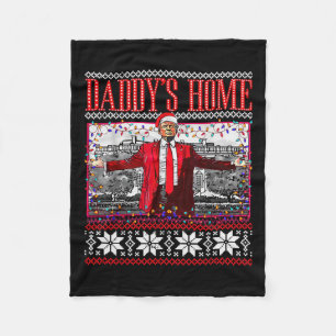 Funny Daddy's Home Trump Ugly Christmas Sweater Xm Fleece Blanket