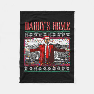 Funny Daddy's Home Trump Ugly Christmas Sweater Xm Fleece Blanket