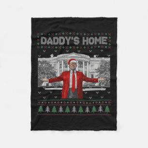 Funny Daddy's Home Trump Ugly Christmas Sweater Xm Fleece Blanket