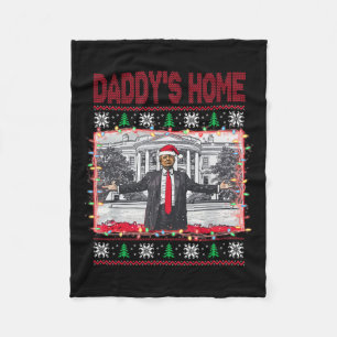 Funny Daddy's Home Trump Ugly Christmas Sweater Xm Fleece Blanket