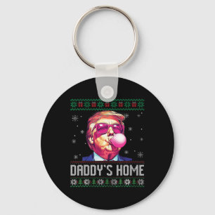Funny Daddy's Home Trump Ugly Christmas Sweater Xm Key Ring