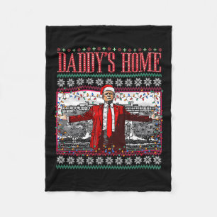 Funny Daddys Home Trump Ugly Christmas Sweater Xma Fleece Blanket