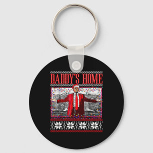 Funny Daddys Home Trump Ugly Christmas Sweater Xma Key Ring