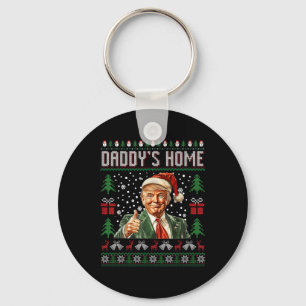 Funny Daddys Home Trump Ugly Christmas Sweater Xma Key Ring