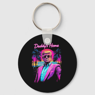 Funny Daddys Home White House Trump Pink 2024 Key Ring