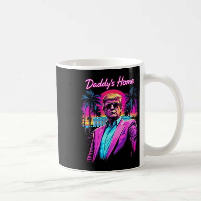 Funny Daddys Home White House Trump Pink 2024 Retr Coffee Mug (Right)