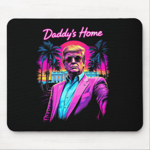 Funny Daddys Home White House Trump Pink 2024 Retr Mouse Mat