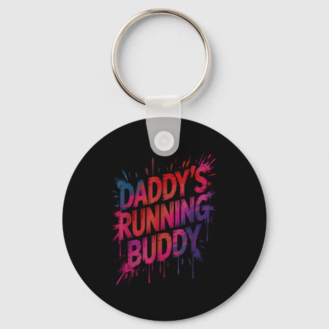 Funny daddy's running buddy dad half marathon key ring (Front)