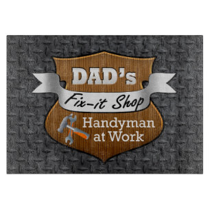 Funny Dad's Fix-it Shop Handy Man Father's Day Cutting Board
