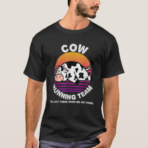 Funny Dairy Cow Running Team Kids Men Women Gift T-Shirt