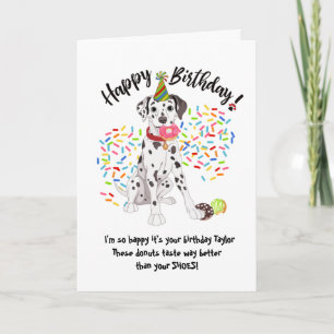 Funny Dalmatian Birthday Card Doughnuts