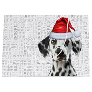Funny Dalmatian Christmas Dog Holiday Large Gift Bag