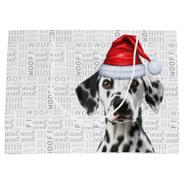 Funny Dalmatian Christmas Dog Holiday Large Gift Bag (Front)