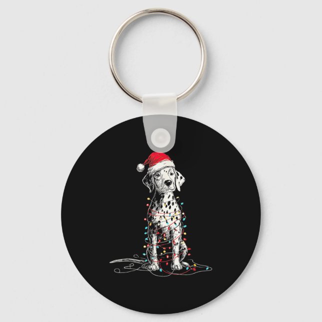 Funny Dalmatian Christmas Graphics Dog Lights Love Key Ring (Front)