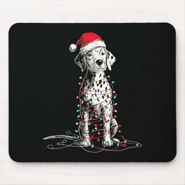 Funny Dalmatian Christmas Graphics Dog Lights Love Mouse Mat (Front)
