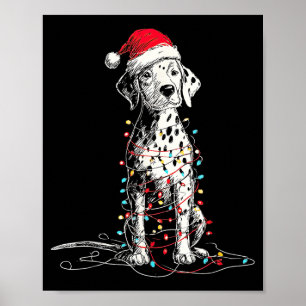 Funny Dalmatian Christmas Graphics Dog Lights Love Poster