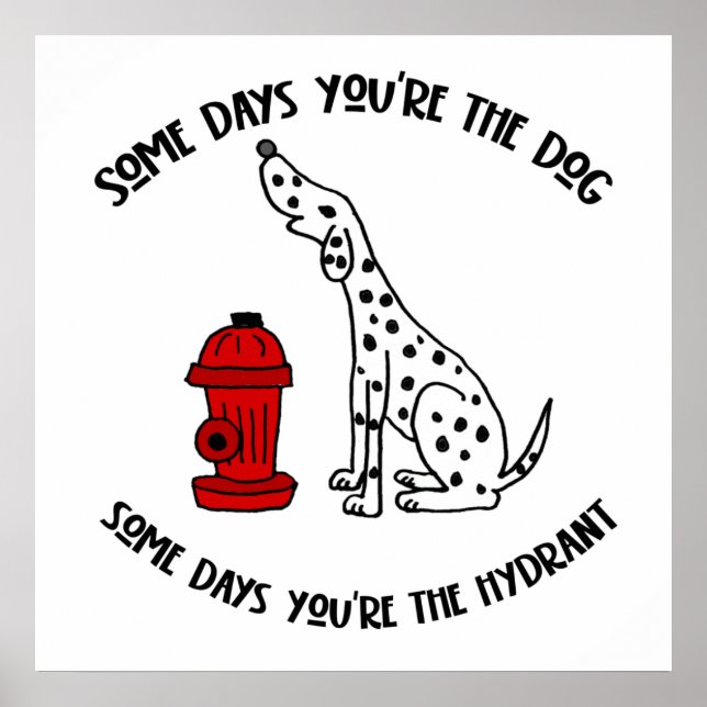 Funny Dalmatian Dog and Fire Hydrant Cartoon Poster (Front)