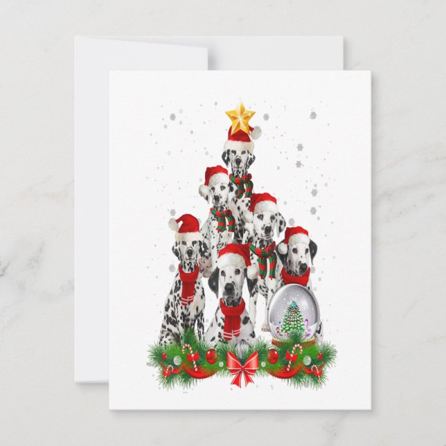 Funny Dalmatian Dog Christmas Tree Gift Invitation (Front)