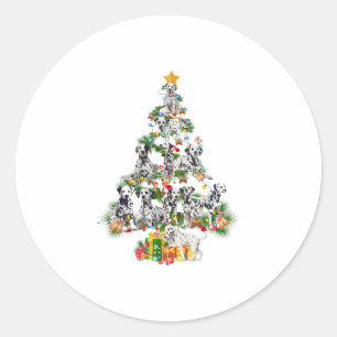 Funny Dalmatian Dog Merry Christmas Tre Classic Round Sticker
