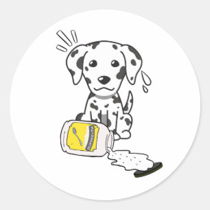 Funny Dalmatian dog spilled mayonnaise Classic Round Sticker