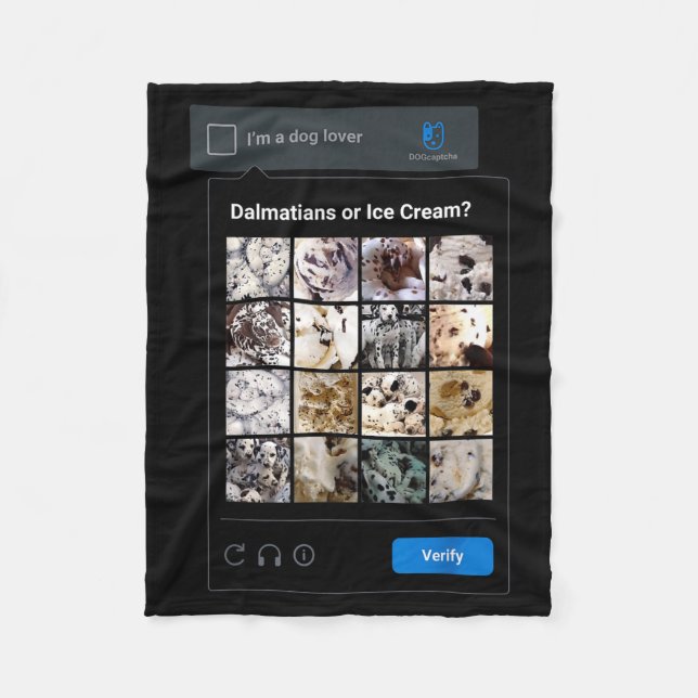 Funny Dalmatian Or Ice Cream Meme Dog Mom Dog Dad  Fleece Blanket (Front)