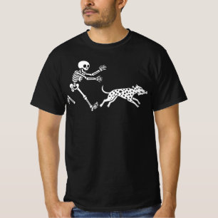 Funny Dalmatian Running Skeleton Halloween Bone T-Shirt