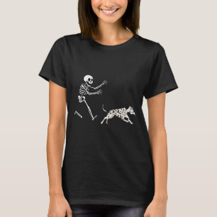 Funny Dalmatian Running Skeleton Halloween  T-Shirt