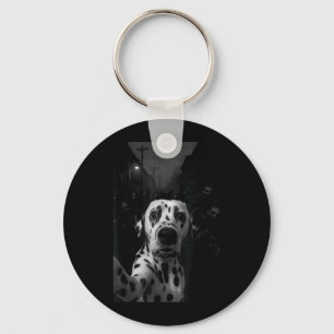 Funny Dalmatian Selfie Zombie Halloween Dog Key Ring