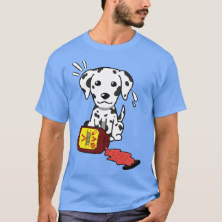 Funny Dalmatian Spills a jar of BBQ Sauce T-Shirt
