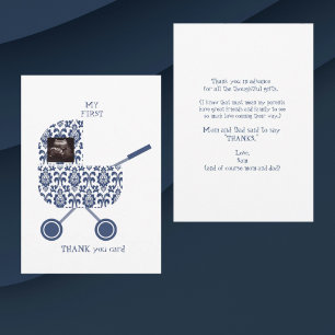 Funny Damask Baby Shower Thank you  Invitation