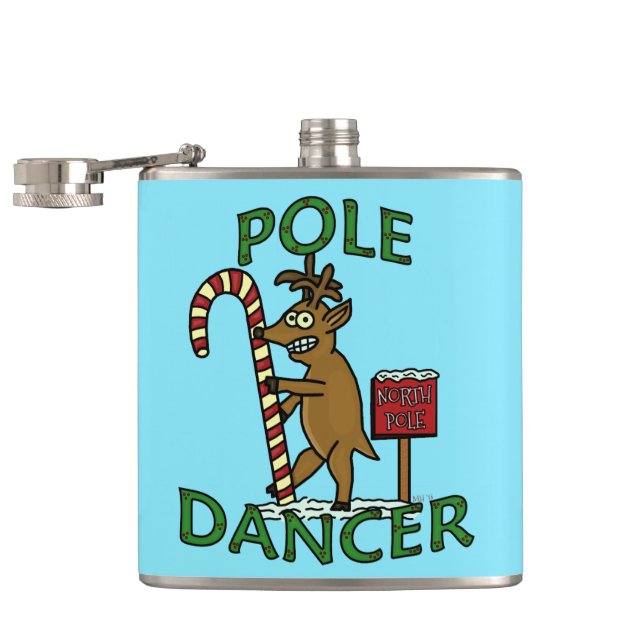 Funny Dancer Christmas Reindeer Pun Hip Flask (Opened)