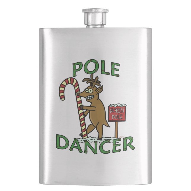 Funny Dancer Christmas Reindeer Pun Hip Flask (Front)