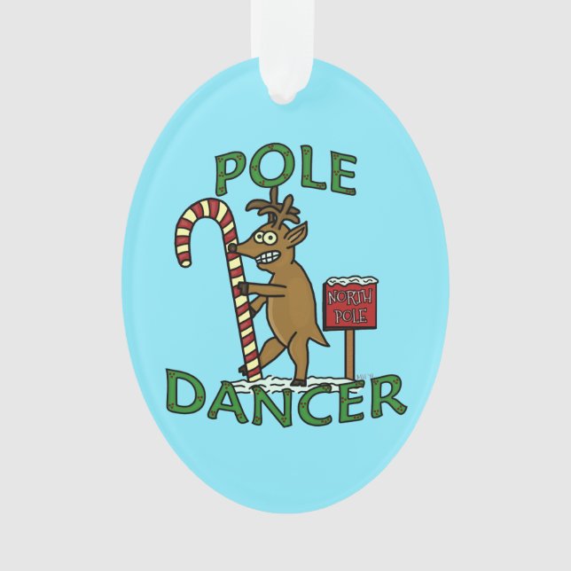 Funny Dancer Christmas Reindeer Pun Ornament (Front)