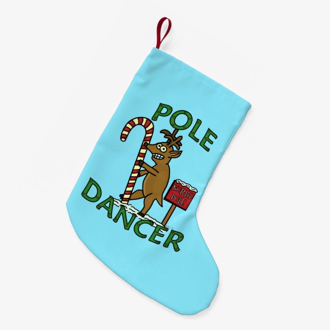 Funny Dancer Christmas Reindeer Pun Small Christmas Stocking (Front (Hanging))
