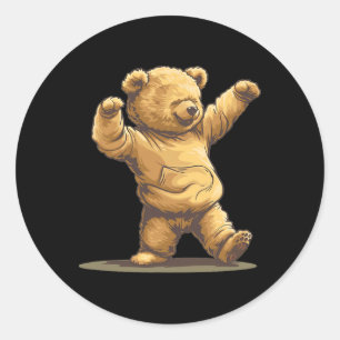 Funny Dancing Bear Costume For Boys And Girls  Classic Round Sticker